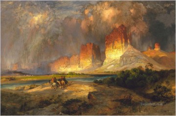 アメリカインディアン Painting - トーマス・モラン アメリカ西部ワイオミング準州 コロラド川上流の断崖